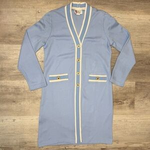 Vintage Maggie Sweet St. Barts Collection Icy Blue Tunic Cardigan Women’s Size S